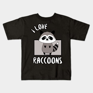 Adorable Raccoon - I love Raccoons Kids T-Shirt